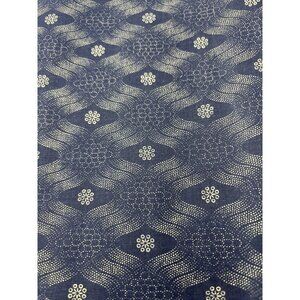 Three Cats English Blue White Cotton Fabric 1/4 yard x 34" Geometric Floral Patt
